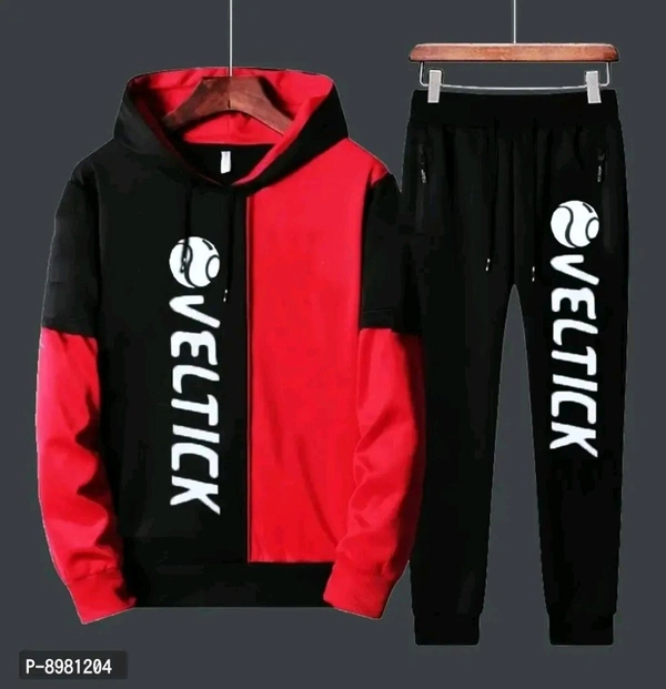 AaDARSH GARMENTS  Red Cotton Blend Tracksuit For Men