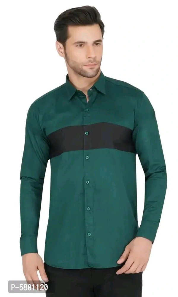Gladiator Product Enterprise  Stylish Cotton Green Colourblocked Long Sleeves Casual Shirt For Men