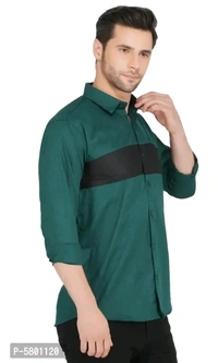 Gladiator Product Enterprise  Stylish Cotton Green Colourblocked Long Sleeves Casual Shirt For Men
