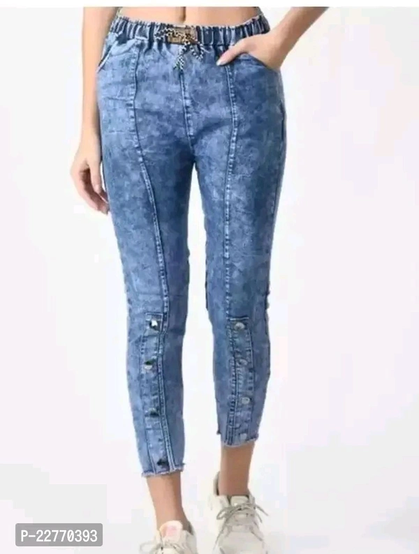 SUMAN DESIGN  Elegant Blue Denim Solid Jeans For Girls
