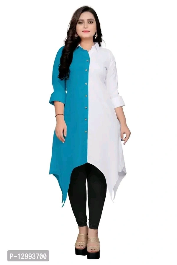 VISHVA FASHION  New Knee Length Shirt Collar Cotton Crep Febric Kurti for Girl's Women's - 3XL