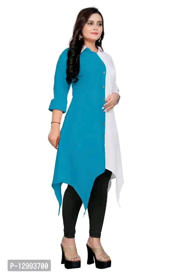 VISHVA FASHION  New Knee Length Shirt Collar Cotton Crep Febric Kurti for Girl's Women's - 3XL