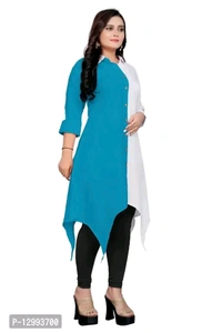 VISHVA FASHION  New Knee Length Shirt Collar Cotton Crep Febric Kurti for Girl's Women's - M
