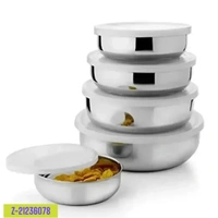Aja Steel Products Free Delivery  ₹257 WCP AJA STEEL Stainless Steel Utility Container - (Pack of 5, White) Z-2123778 RN