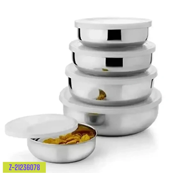 Aja Steel Products Free Delivery  ₹257 WCP AJA STEEL Stainless Steel Utility Container - (Pack of 5, White) Z-2123778 RN