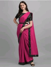 AK FABRIC Free Delivery  ₹323 WCP Self Design Bollywood Lycra Saree cre8mk M 370 - 5.5 Mtr, Pink