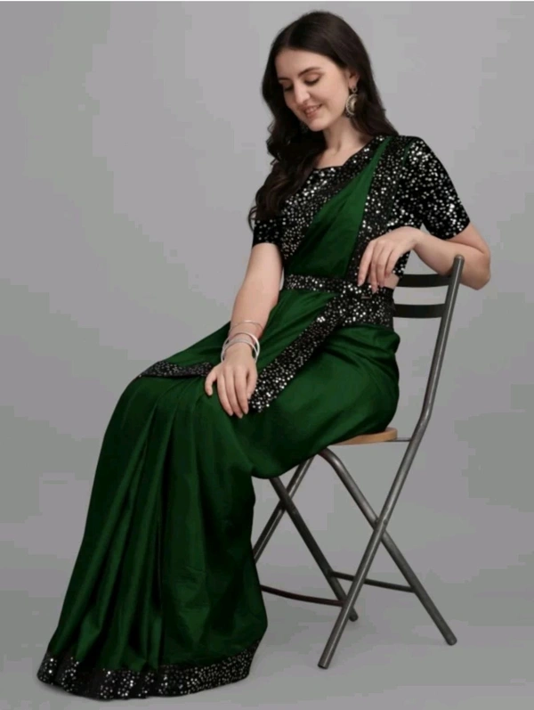 AK FABRIC Free Delivery  ₹323 WCP Self Design Bollywood Lycra Saree cre8mk M 370 - 5.5 Mtr, Green