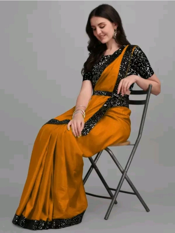 AK FABRIC Free Delivery  ₹323 WCP Self Design Bollywood Lycra Saree cre8mk M 370 - 5.5 Mtr, Mustard