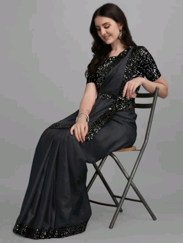 AK FABRIC Free Delivery  ₹323 WCP Self Design Bollywood Lycra Saree cre8mk M 370 - 5.5 Mtr, Black