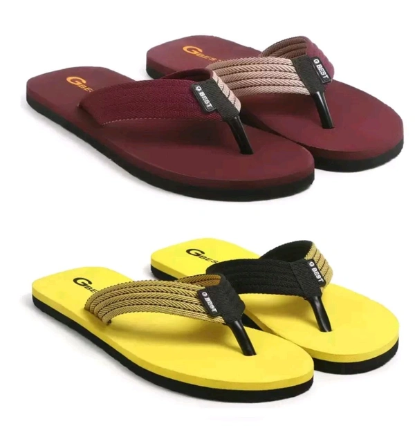 LAXMI ENTERPRISES Free Delivery  ₹ 117 WCP Man Slippers zujcrg M 235 - 9, Yellow Maroon