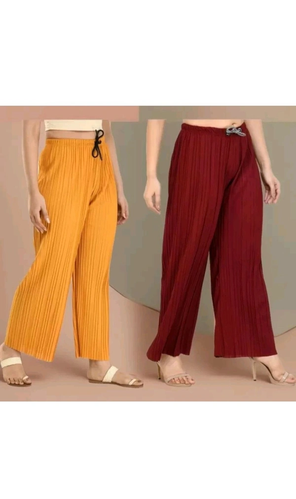 PIWorld,Delhi Free Delivery  ₹255 WCP Women Wrinkle Palazzo (Pack of 2) yfvkhf M - 259 - Yellow & Red, Free
