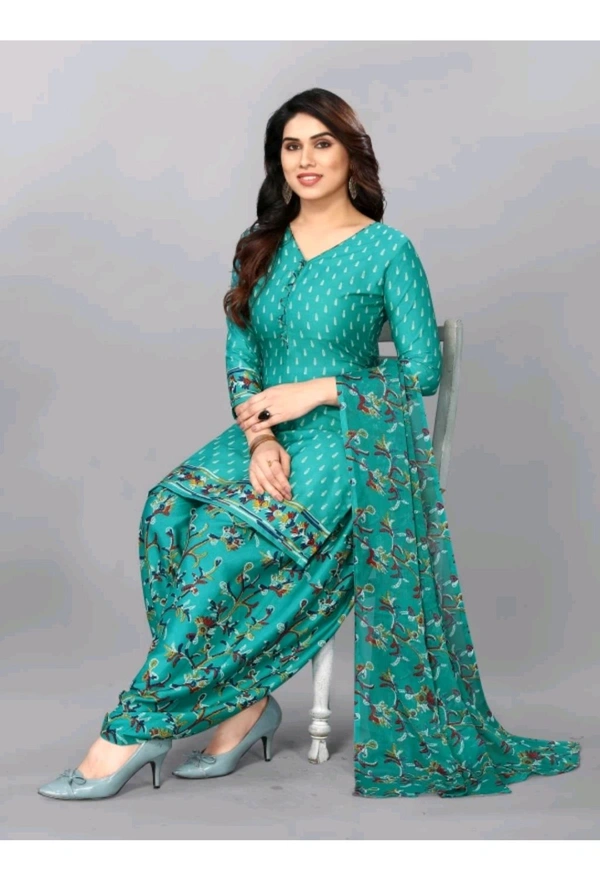 Sarvagny Clothing  ₹290 WCP Crepe Floral Print Salwar Suit 7st065 M 355 - Green