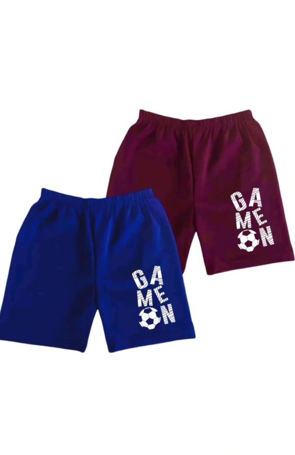 AMAZEE FASHION Free Delivery  ₹100 WCP Shorts For Boys Sports Printed Lycra Blend (Pack of 2) 7bmp8m M 135 - Meroon - Royal Blue, 9-10 Years