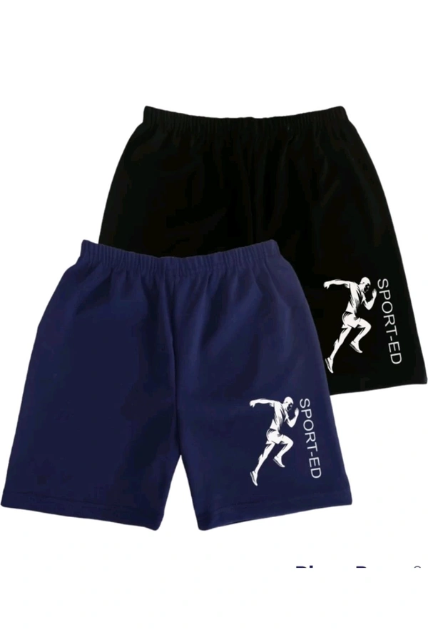 AMAZEE FASHION Free Delivery  ₹100 WCP Shorts For Boys Sports Printed Lycra Blend (Pack of 2) 7bmp8m M 135 - Black - Navy, 9-10 Years