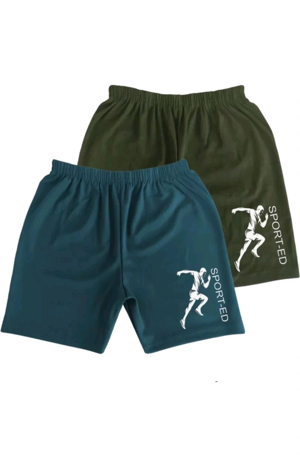 AMAZEE FASHION Free Delivery  ₹100 WCP Shorts For Boys Sports Printed Lycra Blend (Pack of 2) 7bmp8m M 135 - Airforce Blue - Green, 11-12 Years