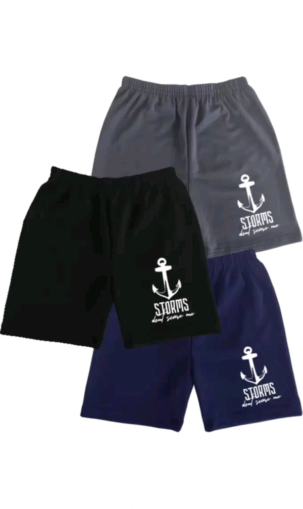 AMMAN CLOTHING  ₹96 WCP Shorts For Boys & Girls Casual Printed Cotton Lycra Blend (Pack of 3) 9h0xpd M 95 - Black Grey Navy, 9-10 Years