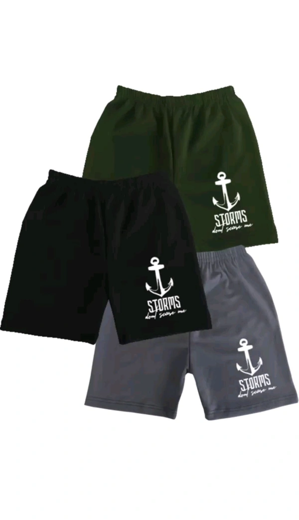 AMMAN CLOTHING  ₹96 WCP Shorts For Boys & Girls Casual Printed Cotton Lycra Blend (Pack of 3) 9h0xpd M 95 - Black Grey Olive Green, 12-13 Years