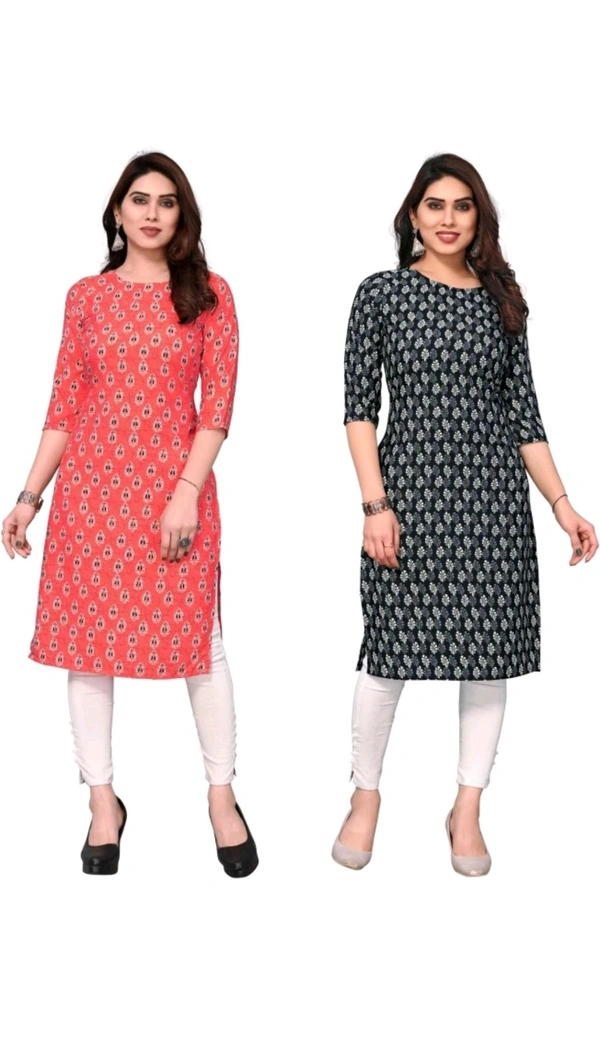 KETAKI FASHION  ₹145 WCP Women Printed Kurtis (Pack of 2)  izjzqq M 147 - Orange - Black, L