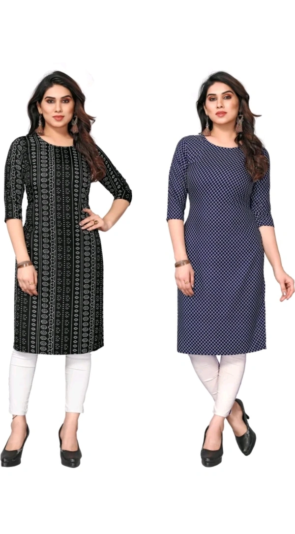 KETAKI FASHION  ₹145 WCP Women Printed Kurtis (Pack of 2)  izjzqq M 147 - Black - Dark Blue, M