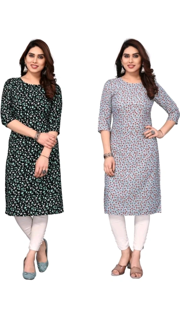KETAKI FASHION  ₹145 WCP Women Printed Kurtis (Pack of 2)  izjzqq M 147 - Black - Sky Blue, L