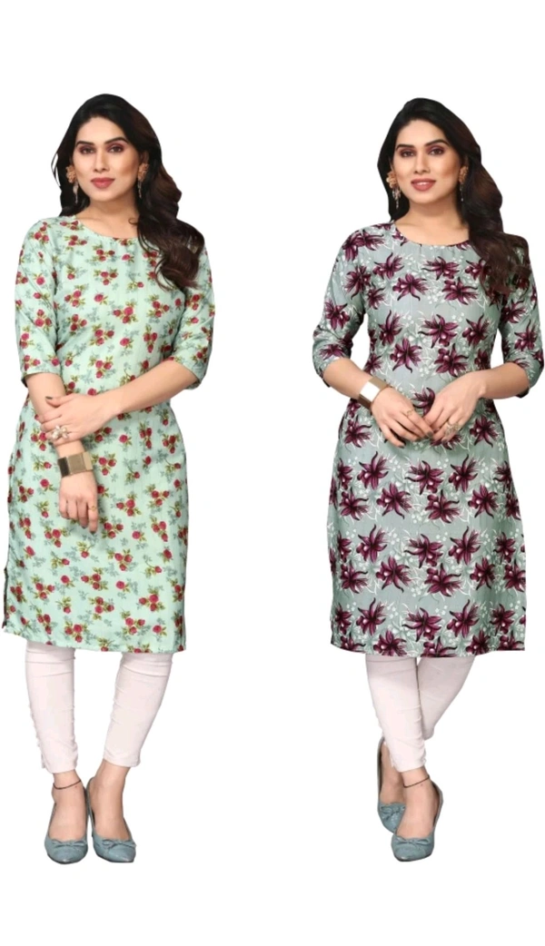 KETAKI FASHION  ₹145 WCP Women Printed Kurtis (Pack of 2)  izjzqq M 147 - Light Blue - Grey, XXL