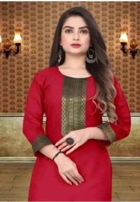VISVA EXPORT  ₹333 WCP Women Solid Kurta (Multicolour) s074gy M 316 - Red, L