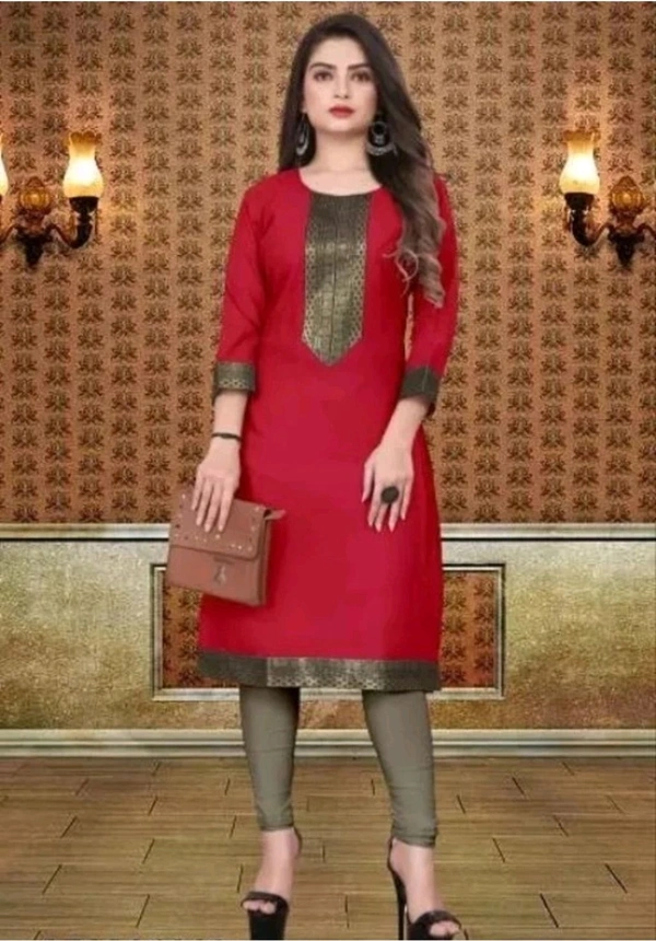 VISVA EXPORT  ₹333 WCP Women Solid Kurta (Multicolour) s074gy M 316 - Red, L