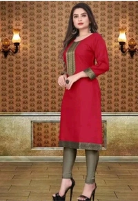 VISVA EXPORT  ₹333 WCP Women Solid Kurta (Multicolour) s074gy M 316 - Red, L