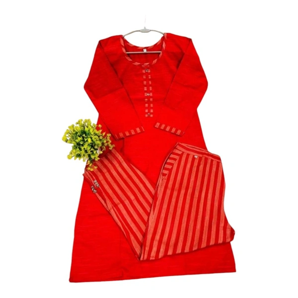 MG Collection  ₹371 WCP Women Kurta and Trousers Set a7qily M 330 - Red, XL