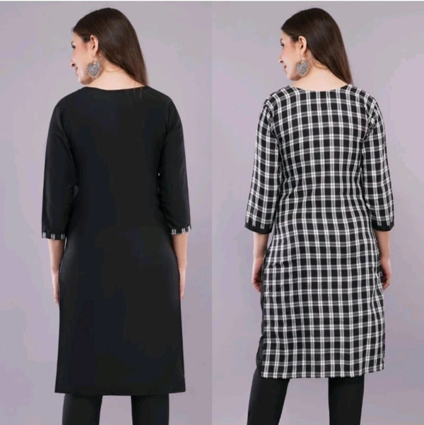 ₹146 WCP Women Solid, Checkered Kurta (Black, White) 17mwk3 M 248 - Black White, XXL