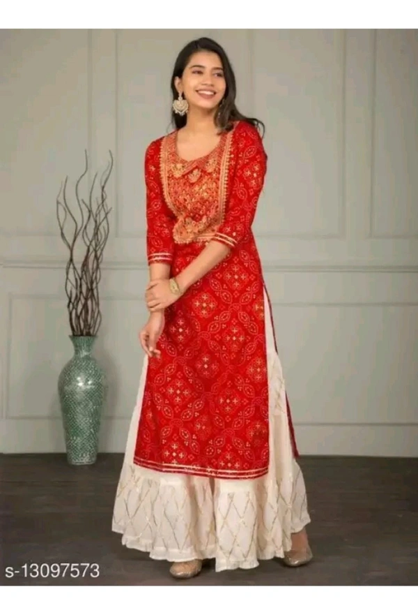 Bhagirath International  ₹437 WCP Kurta and Sharara srsra9 M 340 - Red, L