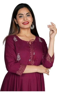 Shubham Suiwal Sanganer Free Delivery  ₹340 WCP Women Printed Kurta 3g940y M 329 - Wine, M