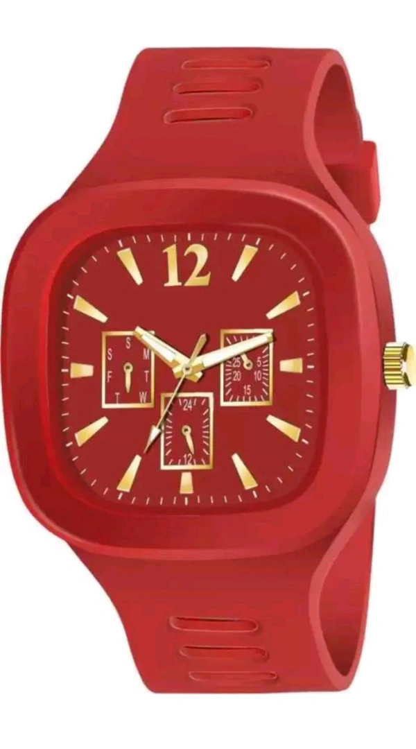 HRV SALES  ₹110 WCP Leather Strap Analog Watch For Men 0bdjfw M 168 - Red