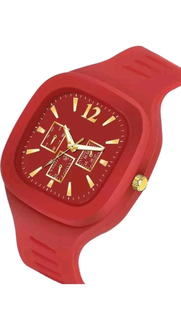 HRV SALES  ₹110 WCP Leather Strap Analog Watch For Men 0bdjfw M 168 - Red