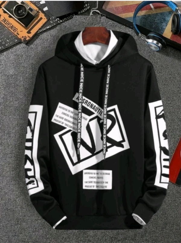 Nakoda Fashion Free Delivery  ₹222 WCP Casual Hooded Neck Men Cotton Fleece Blend Sweater vt1iax M 336 - White Black, L