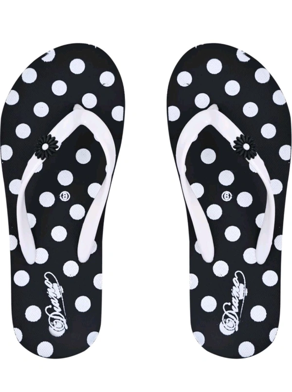 DIANO  ₹101 WCP Stylish Printed Flip Flop For Women ea95r3 M 162 - Black, 7