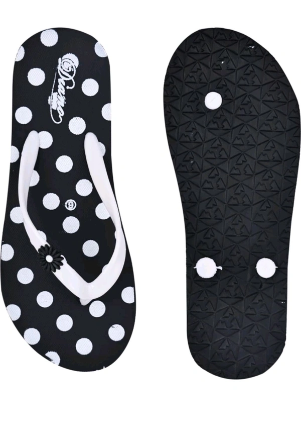 DIANO  ₹101 WCP Stylish Printed Flip Flop For Women ea95r3 M 162 - Black, 8