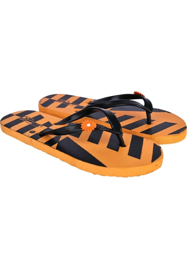 DIANO  ₹101 WCP Stylish Printed Flip Flop For Women ea95r3 M 162 - Orange, 5