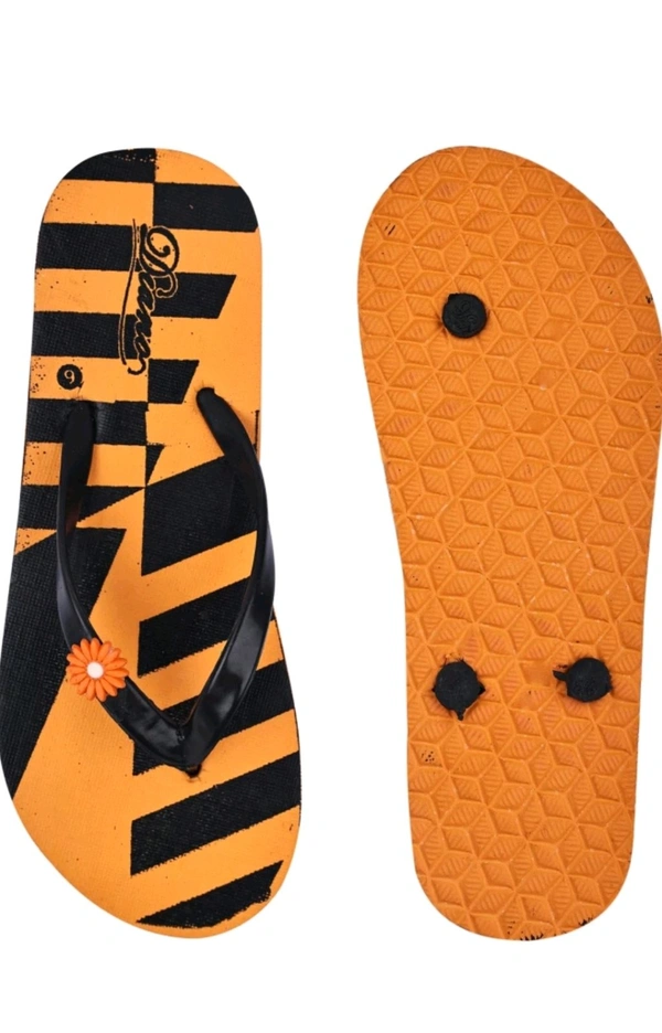 DIANO  ₹101 WCP Stylish Printed Flip Flop For Women ea95r3 M 162 - Orange, 5