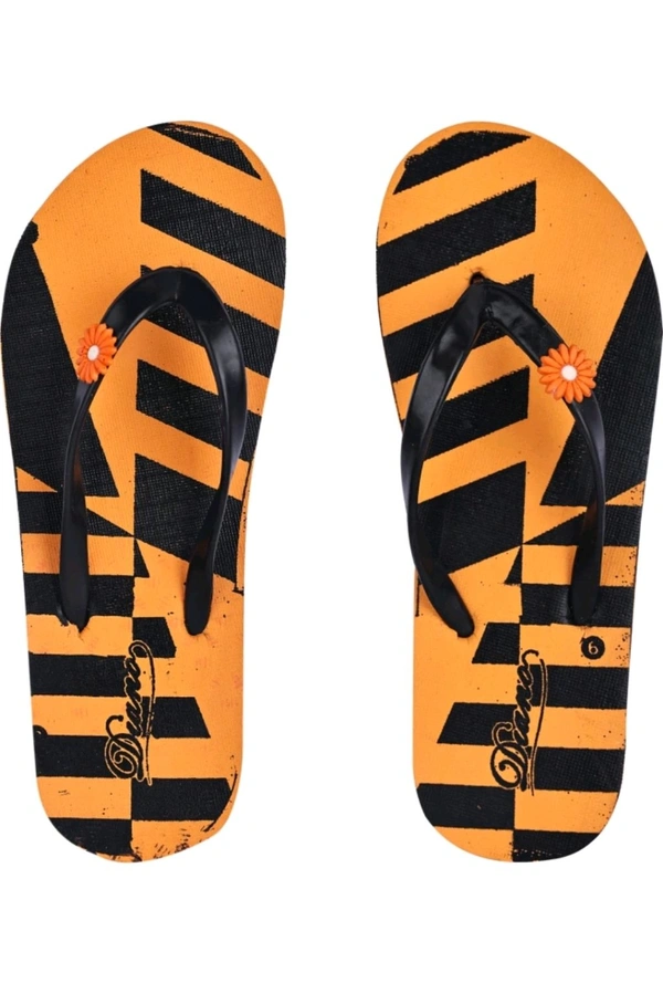 DIANO  ₹101 WCP Stylish Printed Flip Flop For Women ea95r3 M 162 - Orange, 5
