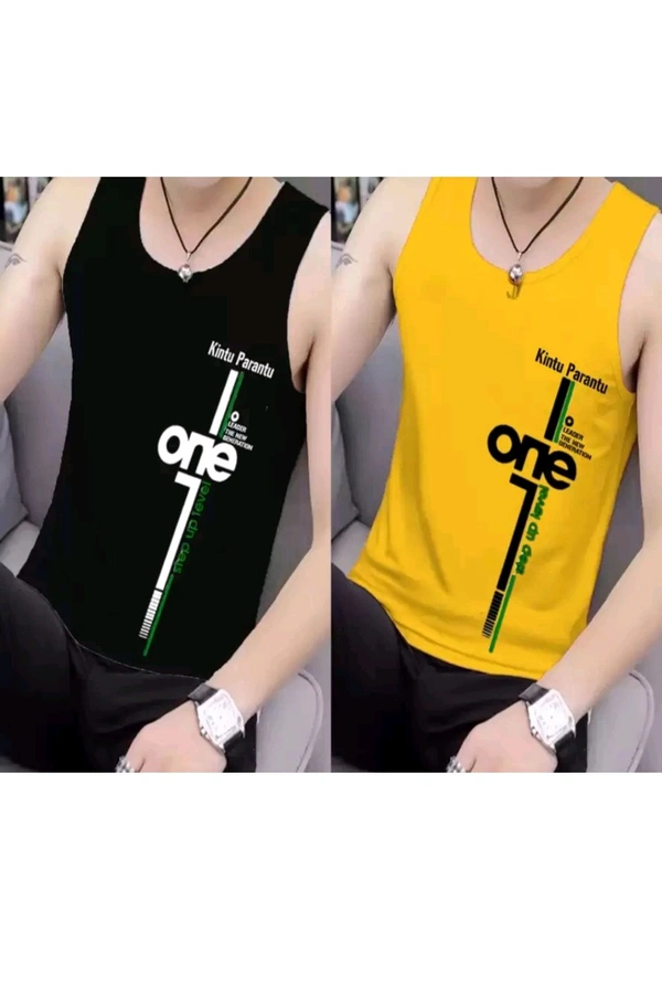 Akhtar enterprises  ₹115 WCP Polyester Fabric Gym Vest (Pack of 2) 4oeqwk M 116 - Black Yellow, S