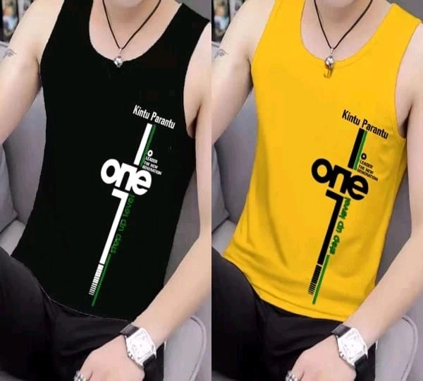 Akhtar enterprises  ₹115 WCP Polyester Fabric Gym Vest (Pack of 2) 4oeqwk M 116 - Black Yellow, M