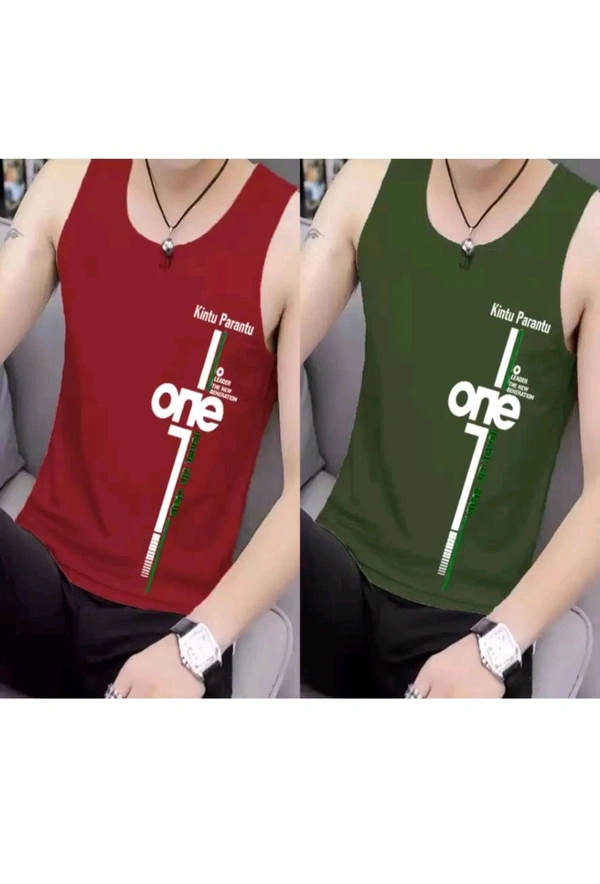 Akhtar enterprises  ₹115 WCP Polyester Fabric Gym Vest (Pack of 2) 4oeqwk M 116 - Maroon Green, S