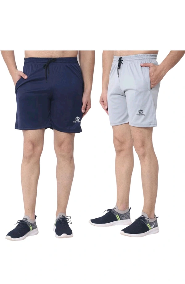 Ramashyama  ₹133 WCP Solid Men Multicolour Basic Shorts y39m1w M 150 - Light Grey - Navy, M