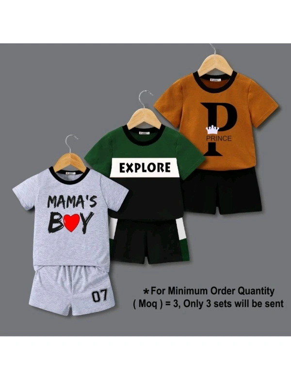 UDHAYA GARMENTS  ₹158 WCP Tarsier Baby Boys & Girls Casual T-shirt Shorts 0i2g2e M 180 - Grey Green Orange, 1-2 Years