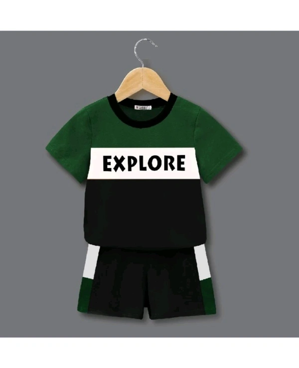 UDHAYA GARMENTS  ₹158 WCP Tarsier Baby Boys & Girls Casual T-shirt Shorts 0i2g2e M 180 - Grey Green Orange, 4-5 Years