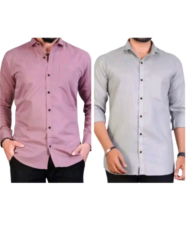 Neeraj Saini Creation  ₹196 WCP Men Solid Casual Shirt qjzv56 M 369 - Pink Grey, M