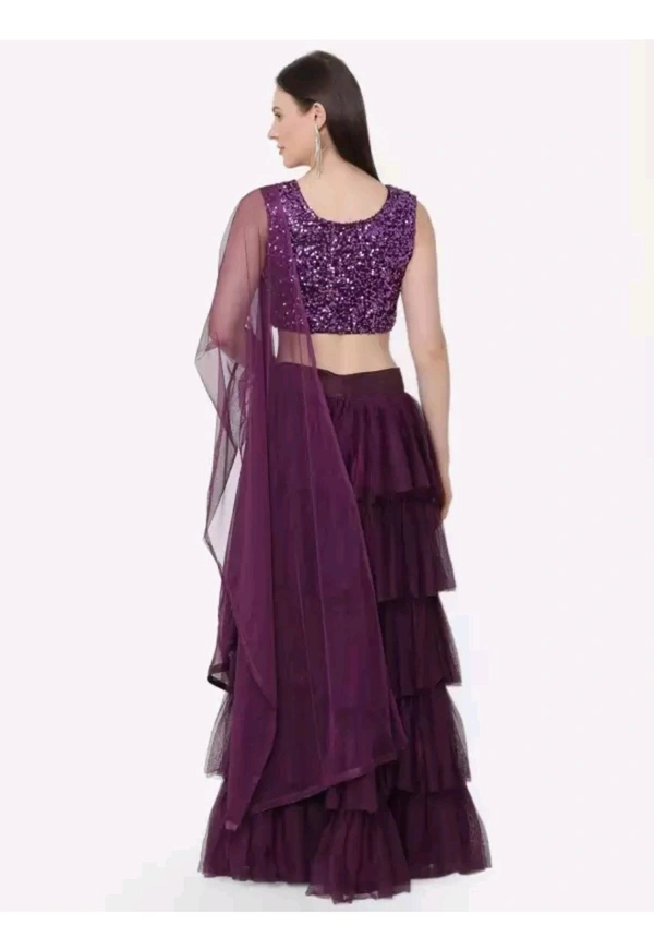 Aarvi Enterprise  ₹380 WCP Embellished Semi Stitched Lehenga Choli 1tshfm M 460  - Wine, Free