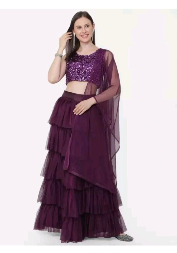 Aarvi Enterprise  ₹380 WCP Embellished Semi Stitched Lehenga Choli 1tshfm M 460  - Wine, Free