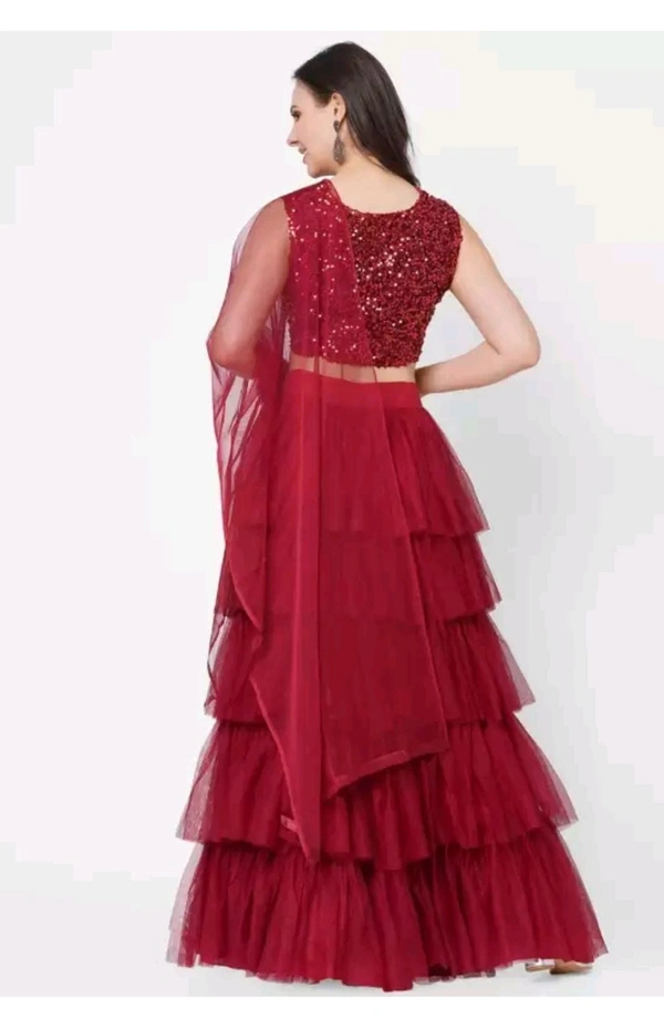 Aarvi Enterprise  ₹380 WCP Embellished Semi Stitched Lehenga Choli 1tshfm M 460  - Red